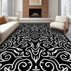 Ornate White Swirls Pattern Rug
