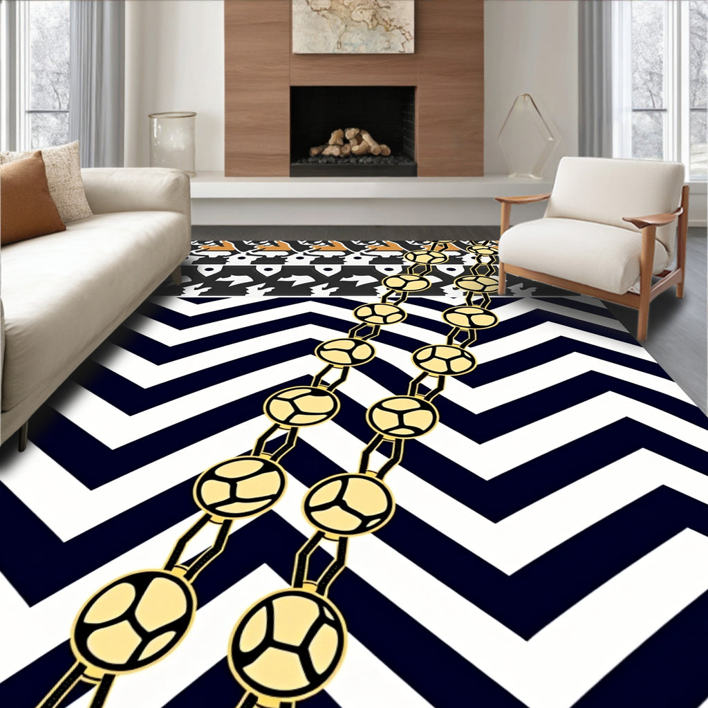 Bold Geometric Chevron Link Pattern Rug