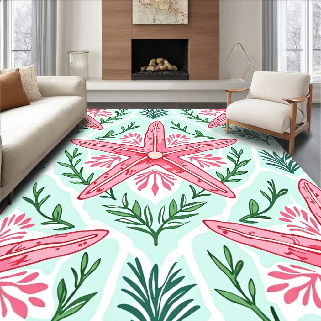 Pink Starfish Coral Pattern Rug