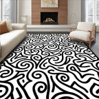 Abstract Swirl Line Art Pattern Rug