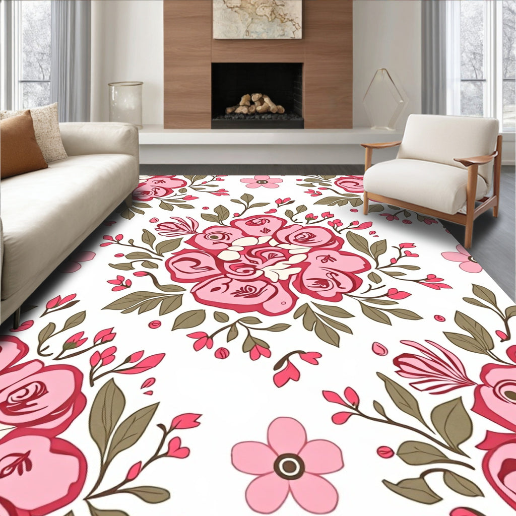 Whimsical Floral Bouquet Pattern Rug