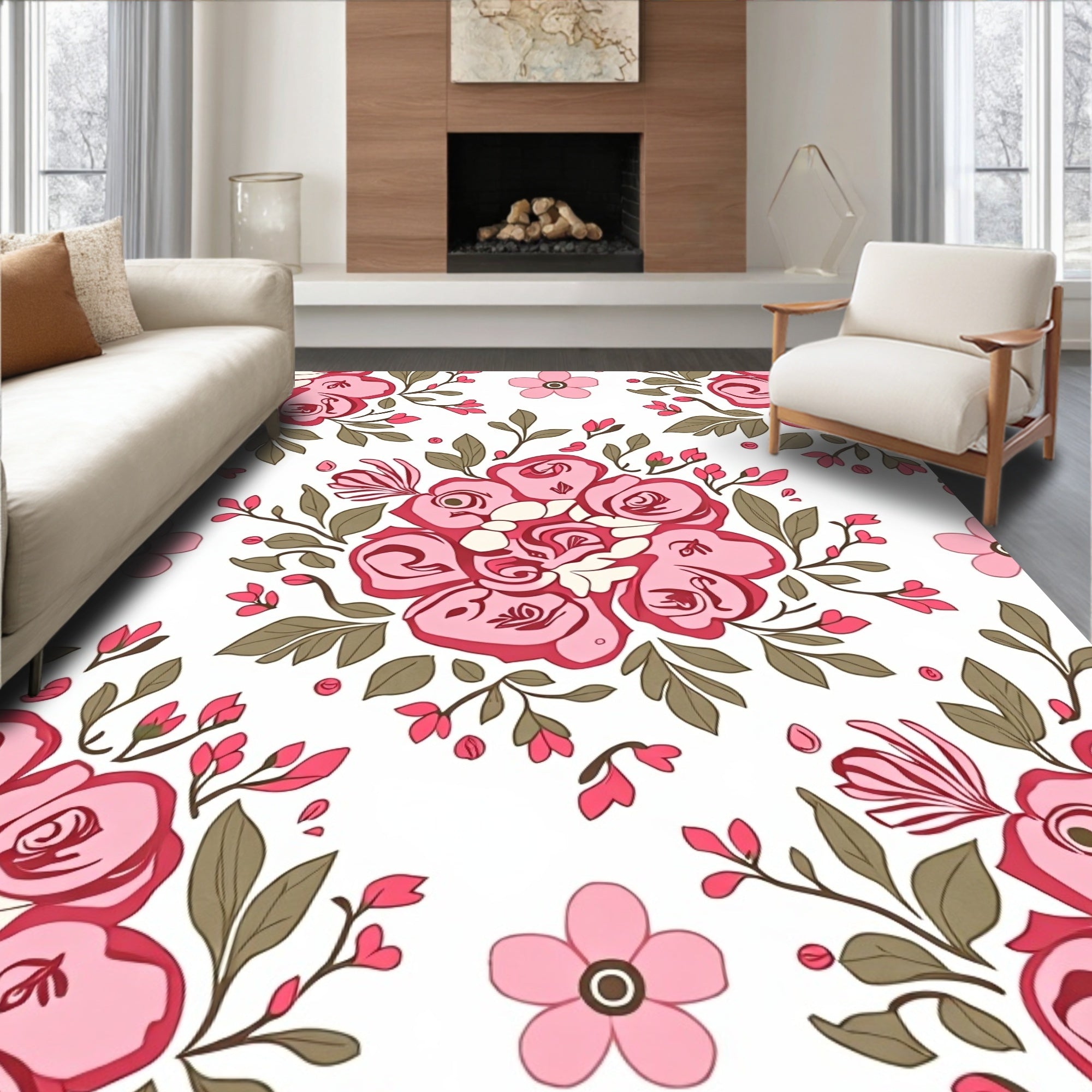 Whimsical Floral Bouquet Pattern Rug