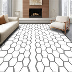 Gray Hexagonal Geometric Pattern Rug