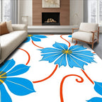 Vibrant Blue Floral Vine Pattern Rug