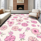Pink Flower Pattern with Outline Rug