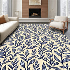 Botanical Branch Pattern With Blue Design Rug