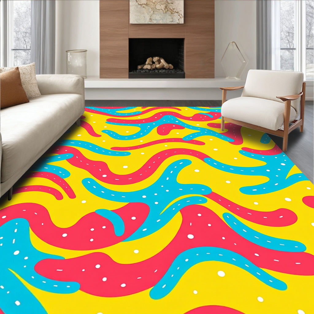 Abstract Wavy Dot Pattern Design Rug