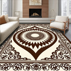Abstract Sunburst Floral Border Design Rug