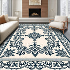 Intricate Floral Swirls Border Design Rug