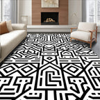 Monochromatic Geometric Tribal Rug