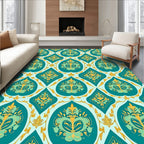 Teal Swirl Floral Ornament Rug