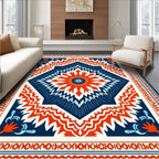 Bold Geometric Starburst Mandala Rug