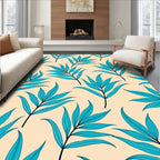 Turquoise Leaf Branch Pattern Rug