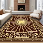 Radiant Sunburst With Geometric Border Design Rug
