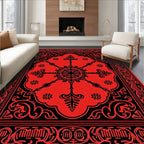 Red And Black Floral Medallion Rug
