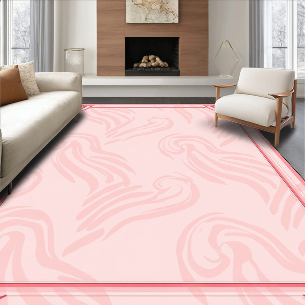 Soft Pink Swirl Border Design Rug