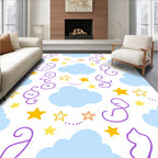 Playful Clouds And Stars Design Rug
