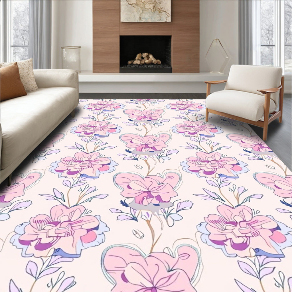 Pastel Floral Vine Pattern Rug