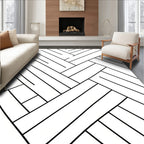 Monochrome Intersecting Geometric Lines Rug