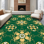 Ornate Floral Patterned Emerald Rug