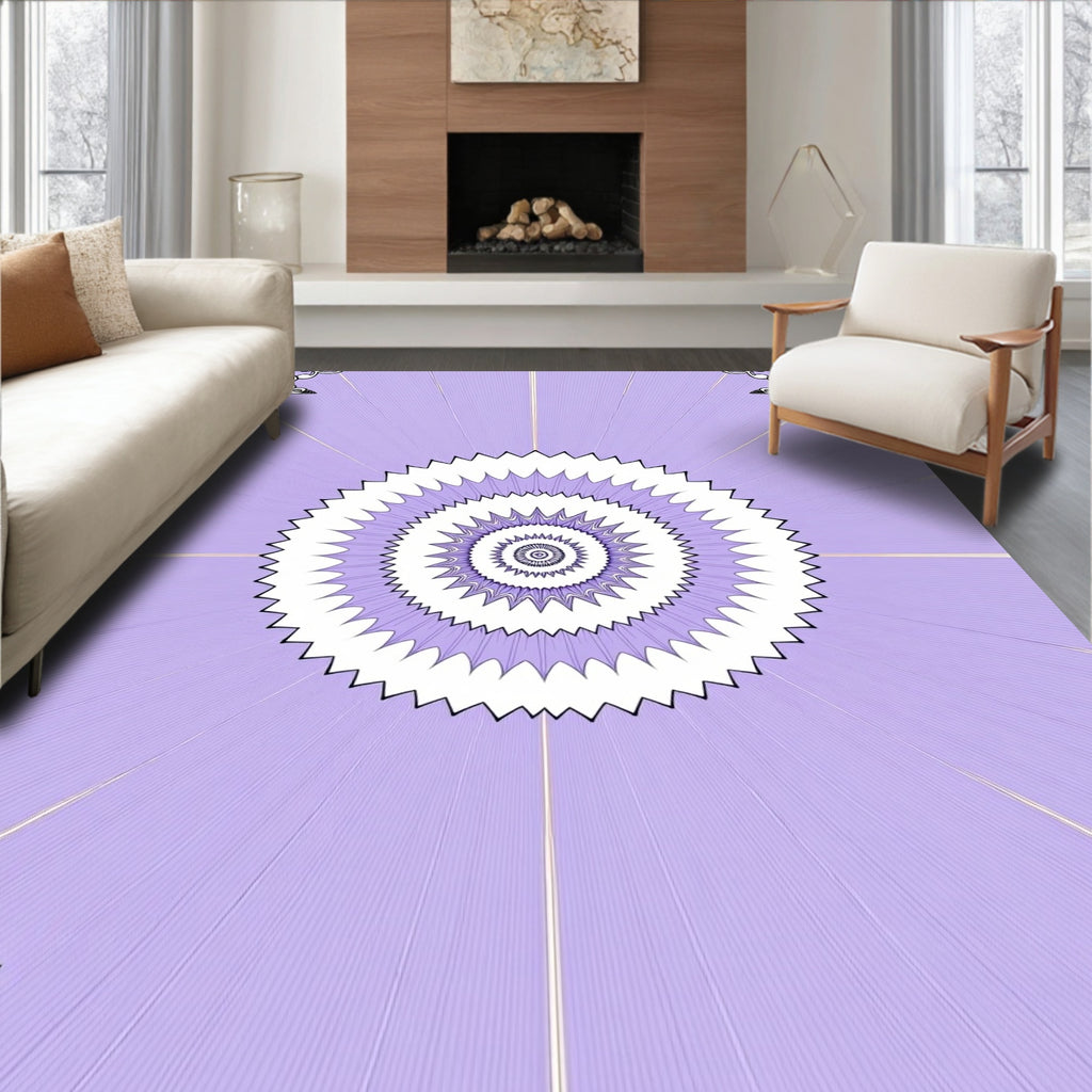 Concentric Spiky Floral Pattern Rug