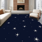 Celestial Starburst Pattern Navy Rug