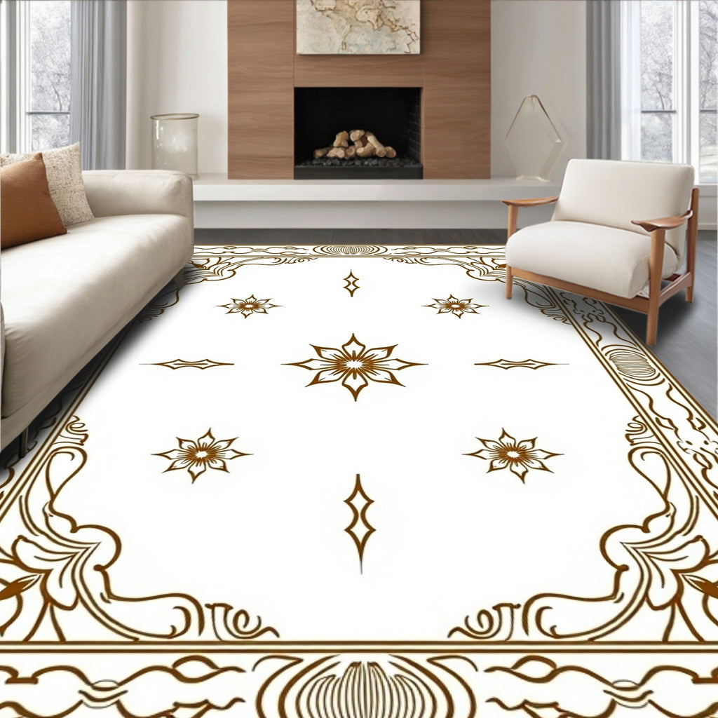 Ornate Bloom Inlay Border Rug