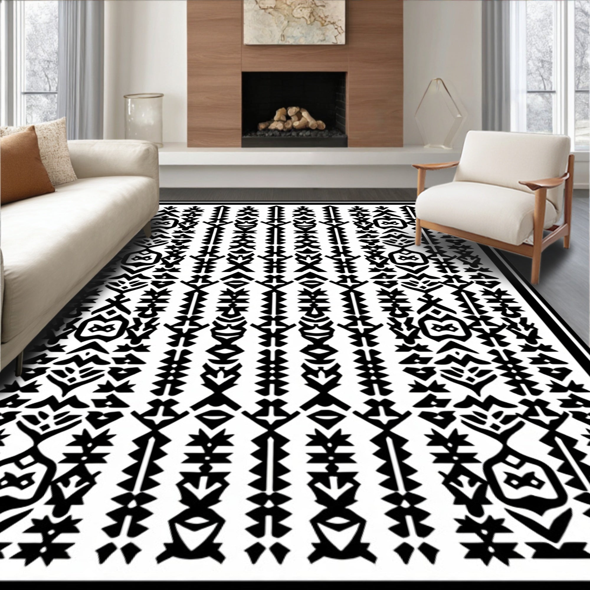 Bold Tribal Geometric Pattern Rug