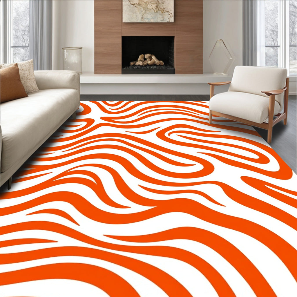 Orange Swirls Abstract Pattern Rug