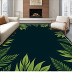 Tropical Green Leaf Patterned Rug