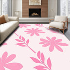 Pink Floral Leaf Pattern Rug
