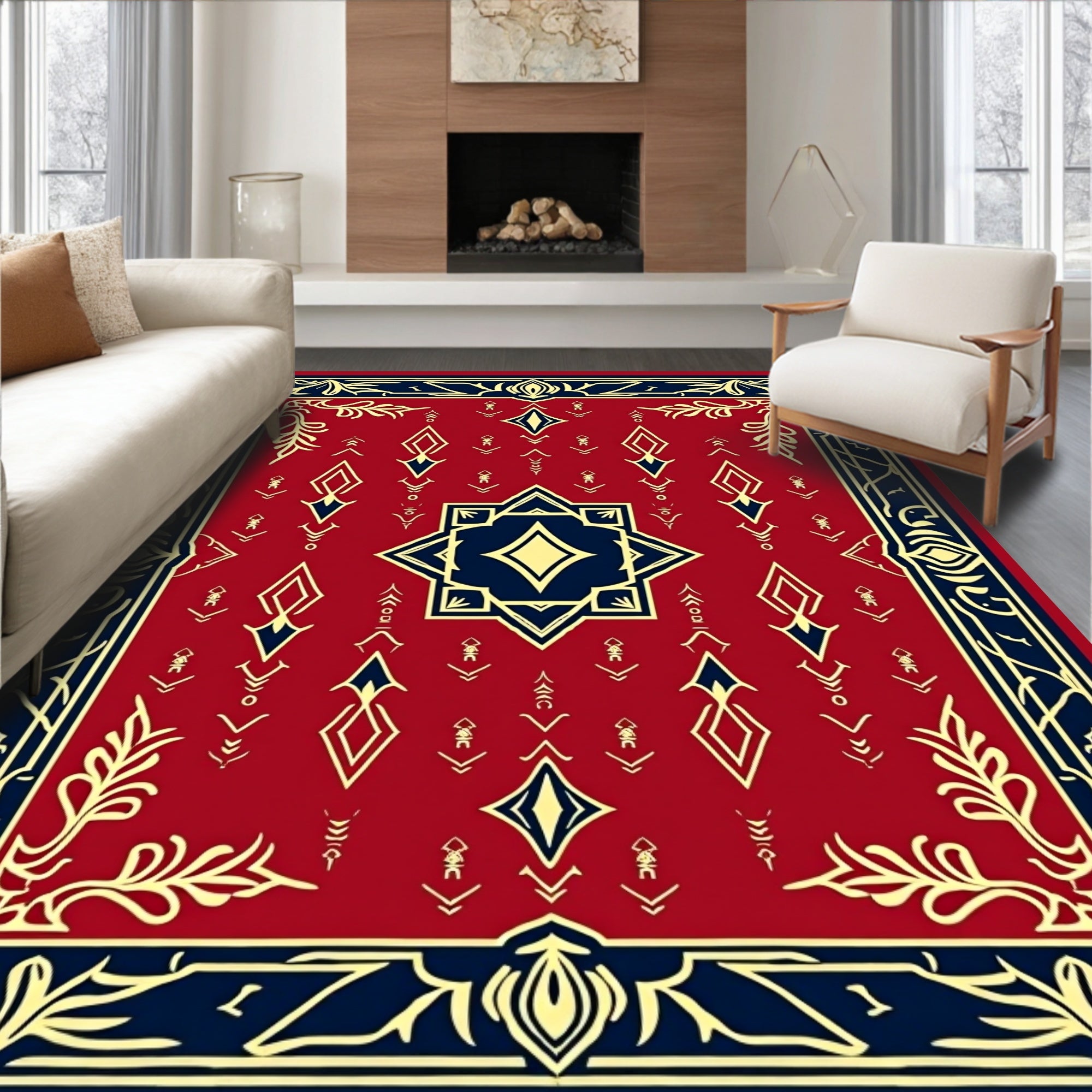 Intricate Diamond Floral Art Rug