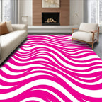 Bold Pink Wavy Stripe Pattern Rug