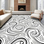 Abstract Swirl Triangle Black White Pattern Rug