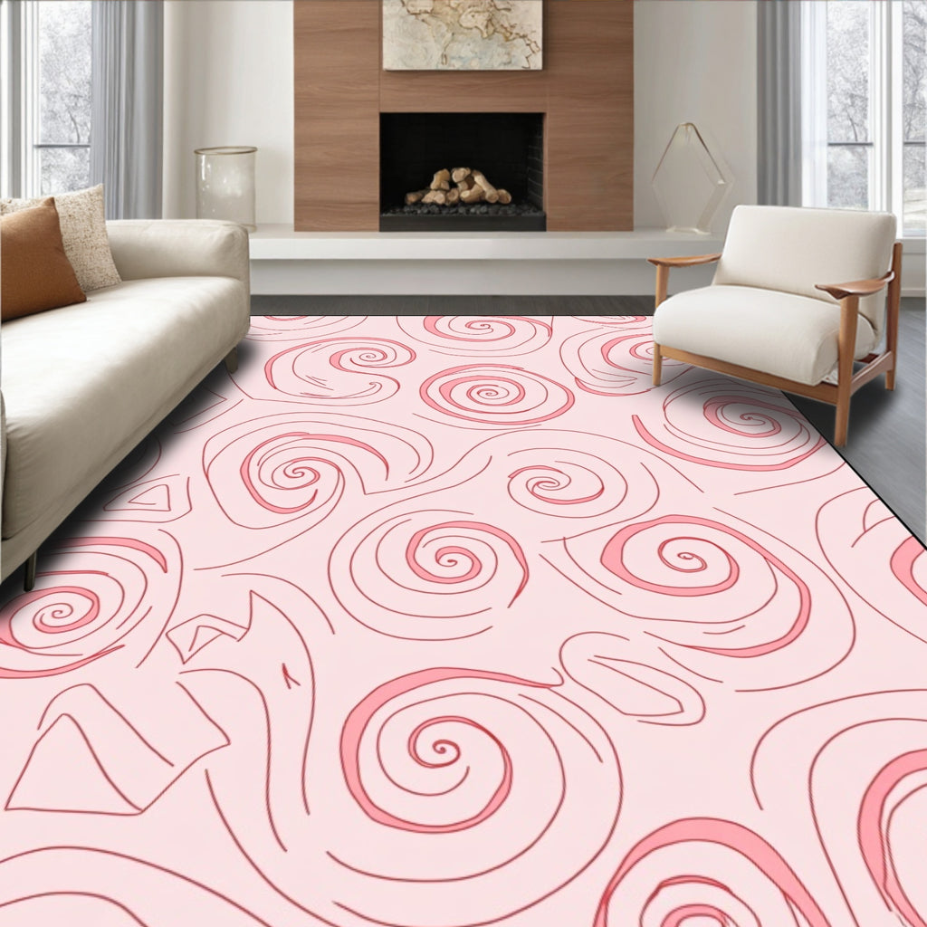 Pink Swirl Abstract Geometric Pattern Rug