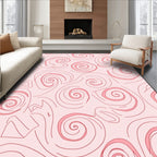 Pink Swirl Abstract Geometric Pattern Rug