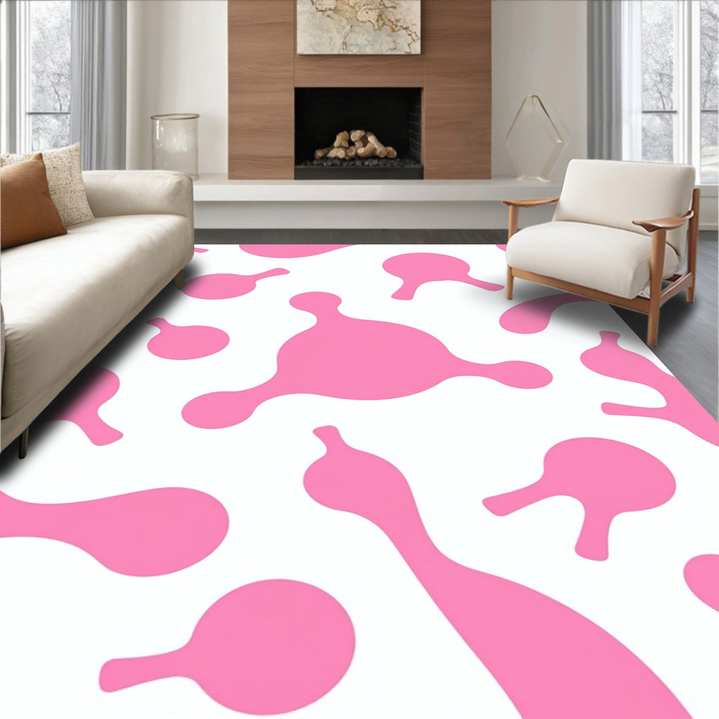 Pink Blob Abstract Pattern Rug