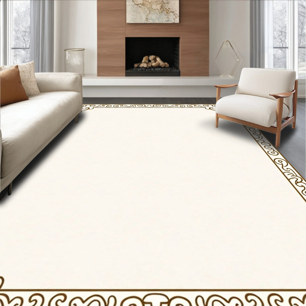 Ornate Scrollwork Traditional Border Design Rug