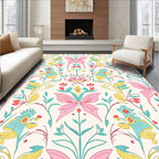 Whimsical Butterfly Floral Pattern Rug