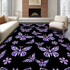 Purple Butterfly Floral Collage Rug