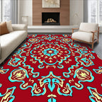 Red Floral Medallion Pattern Rug