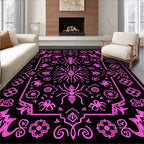 Hot Pink Insect Floral Frame Rug