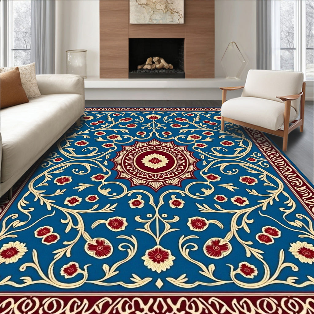 Ornate Floral Vine Pattern Rug