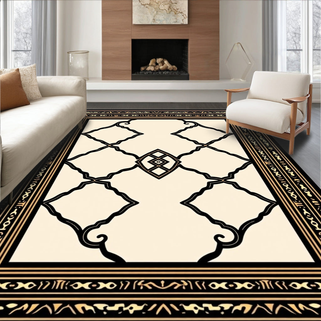 Art Deco Geometric Scroll Work Rug