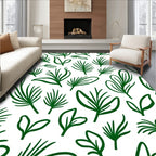 Deep Green Botanical Leaf Collection Rug