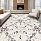 Elegant Gray Floral Starburst Pattern Rug