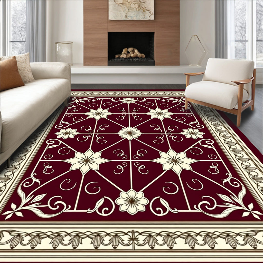 Elegant Floral Screen Inspired Design Rug