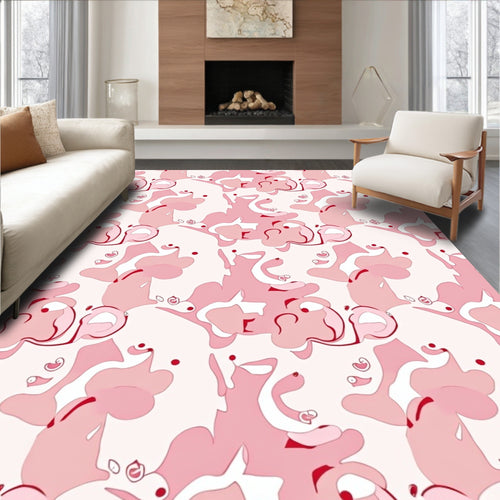 Abstract Pink Swirl Pattern Design Rug