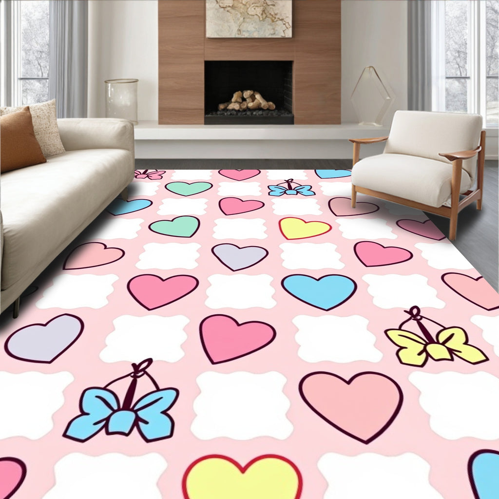 Heart And Bow Pattern Design Rug