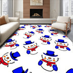 Cheerful Blue Top Hat Snowman Repeat Rug